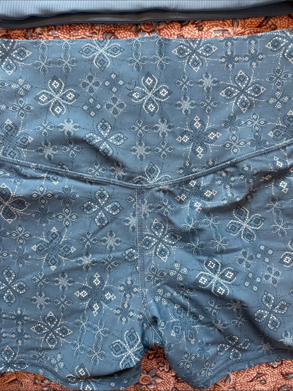 JoyLab Slate Blue Lace-Up Sports Bra & Patterned Bike Shorts Set - Picture 5 of 7